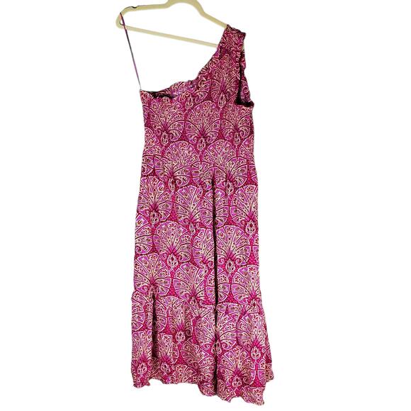 Knox Rose Women's Sleeveless One Shoulder A-Line Maxi Dress Magenta Geome XL - Picture 2 of 9
